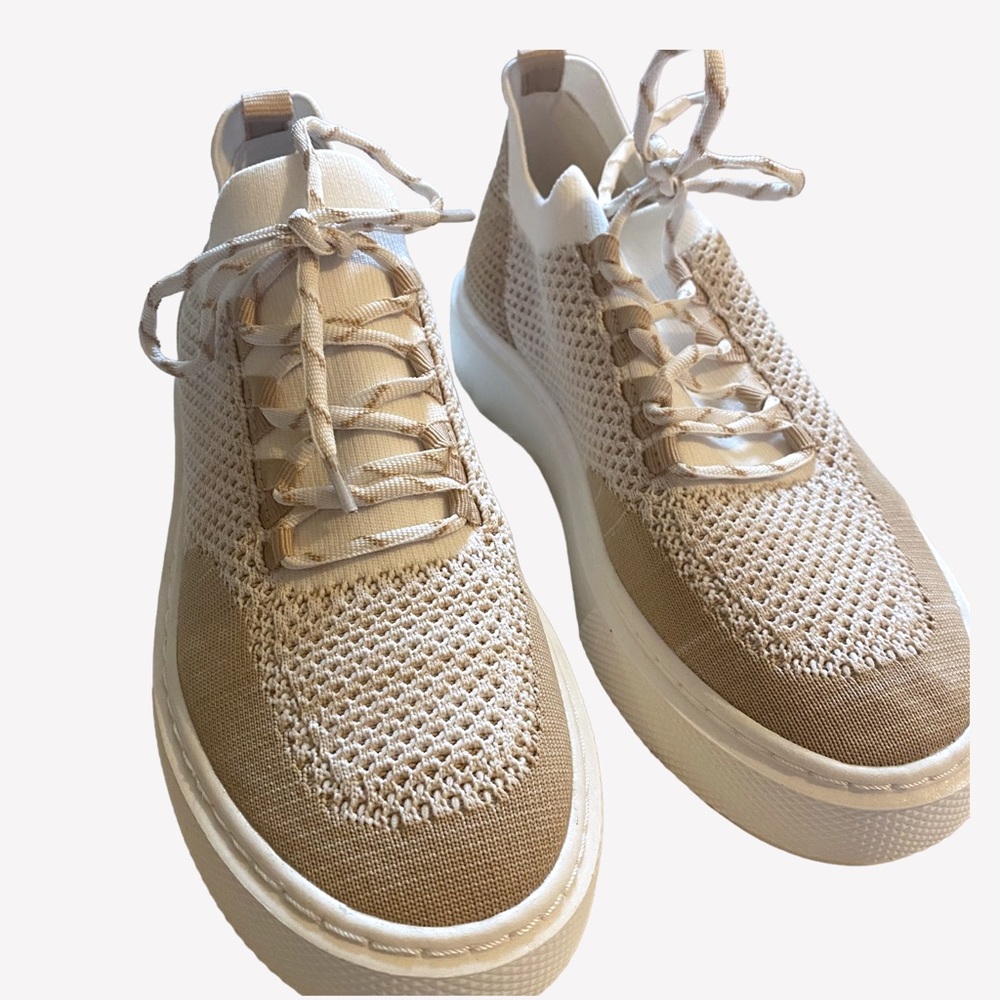 NIB J/SLIDES NYC Duchess Lace-Up Fashion Platform Sneakers White Beige Women’s 9 - Picture 5 of 11